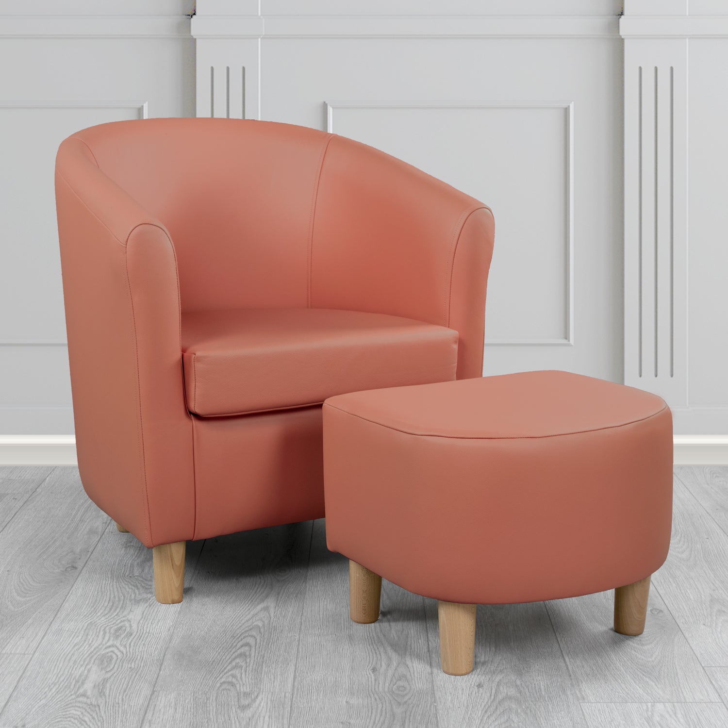 Tuscany Shelly Wood Burner Crib 5 Genuine Leather Tub Chair & Footstool Set (6617237913642)
